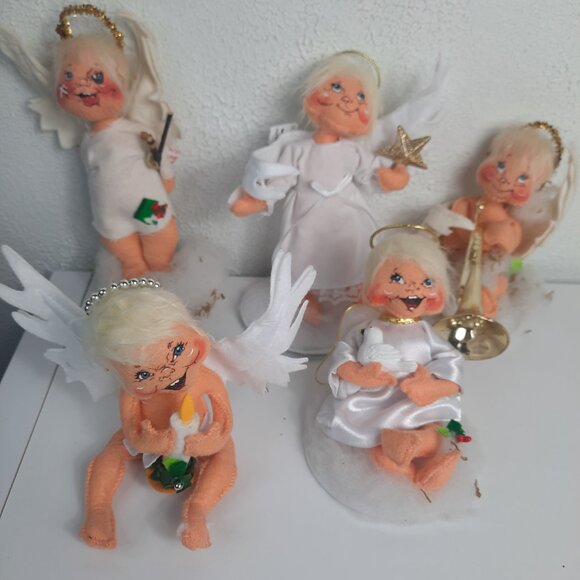 LOT OF 5 Annalee Christmas Angels, With Candle, Star, Slingshot, Trumpet, Dove - Picture 6 of 12